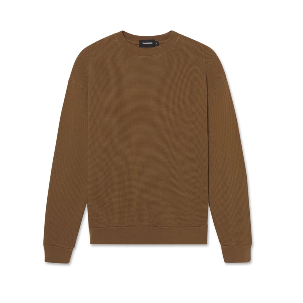 TALENTLESS MENS THERMAL CREWNECK MID CENTURY COLOR - Mocha size L